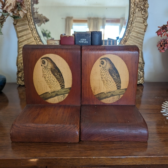 Vintage Wooden Owl Bookends - Picture 1 of 6